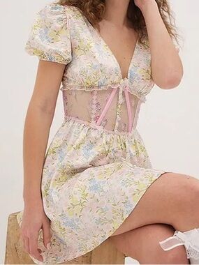For Love and Lemons Glitter Garden Cap Sleeve Dress